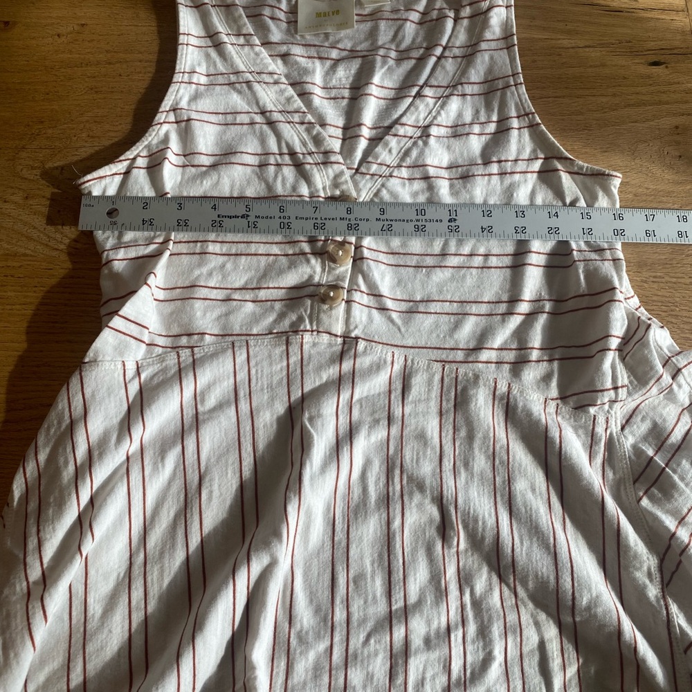 Maeve Anthropologie Sleeveless Striped Asymmetrical Hem Cream Burgundy Women’s S - Picture 4 of 6